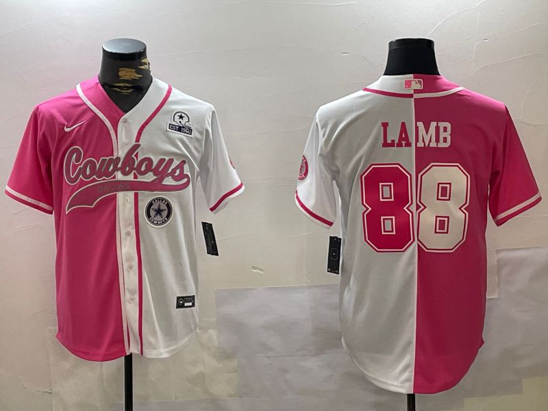 Men Dallas Cowboys 88 Lamb white pink Joint Name 2024 Nike Limited NFL Jersey style 6